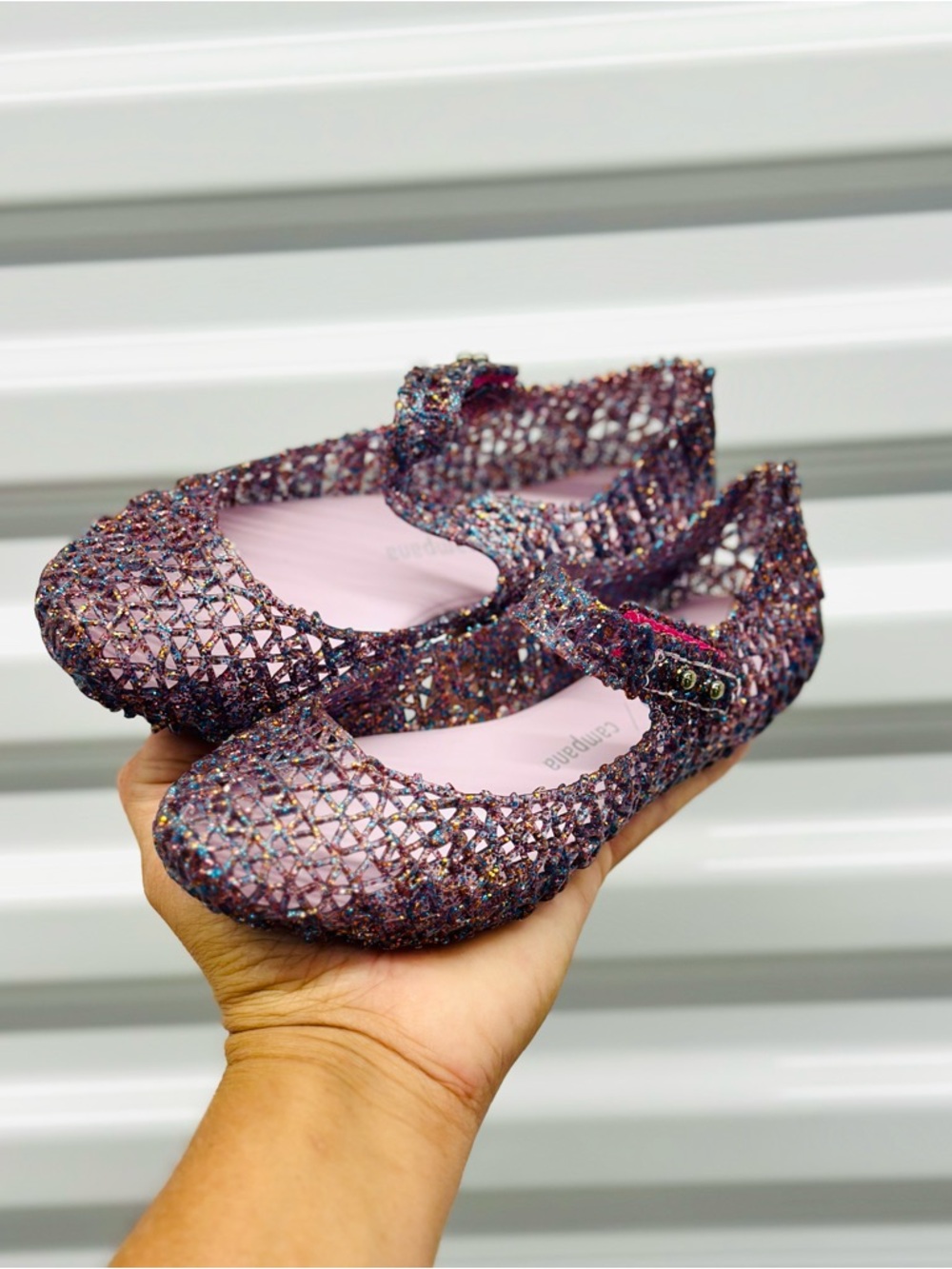 Mini Melissa Glitter Mesh Mary Janes - Purple Multi